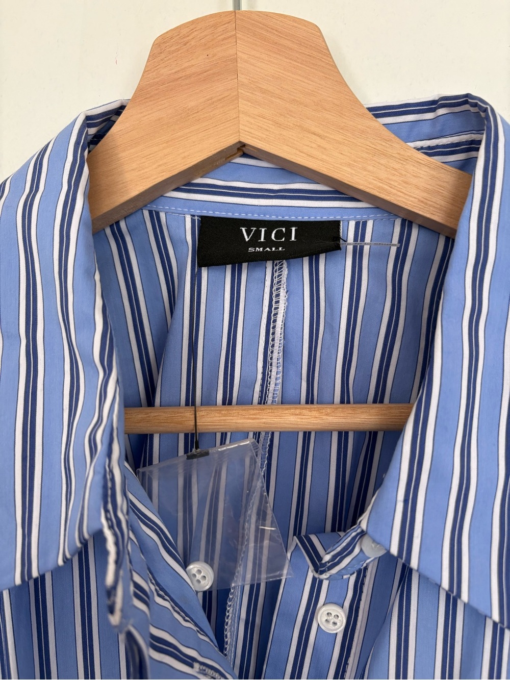 VICI || Adeline Pinstripe Tie Waist Romper Belted Poplin Striped Blue S NWOT - Picture 5 of 11
